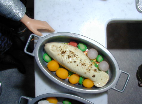 Fish on vegetables