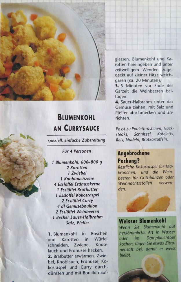 BLUMENKOHL AN CURRYSAUCE