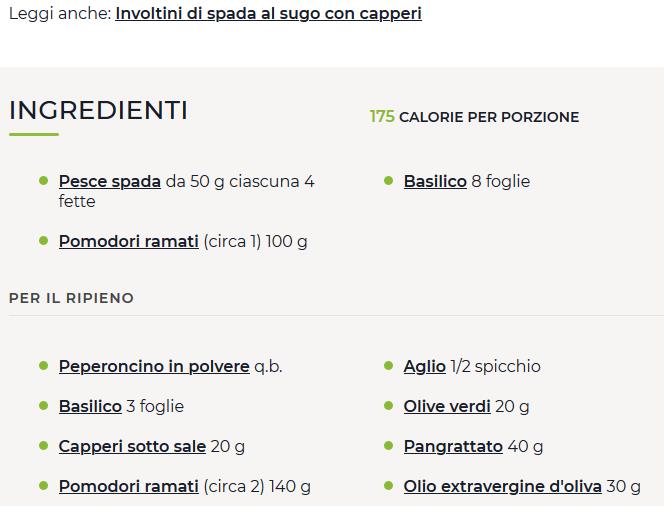 INVOLTINI SPADA CAPERI
