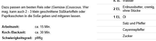 POULET ERDNUSSSOSSE