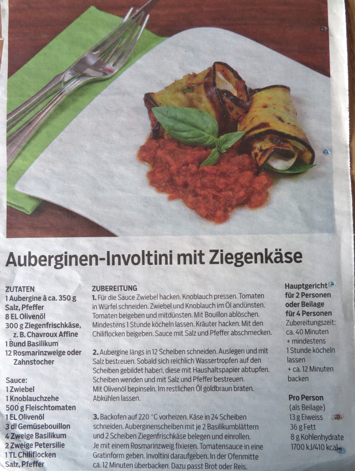 INVOLTINI DI MELANZANE MIT ZIEGENK�SE